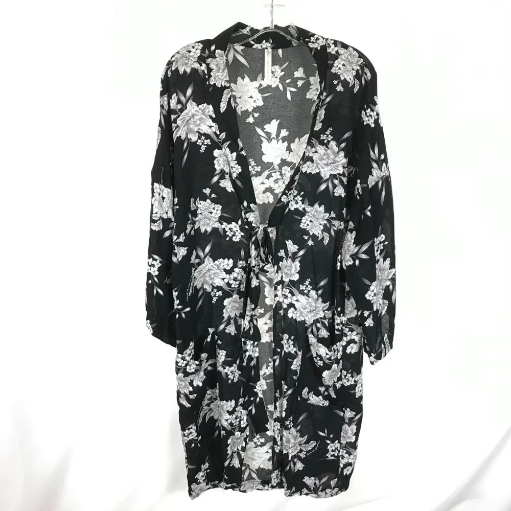 Womens One Size Spiritual Gangster Kimono Floral Print Cardigan Cover Up